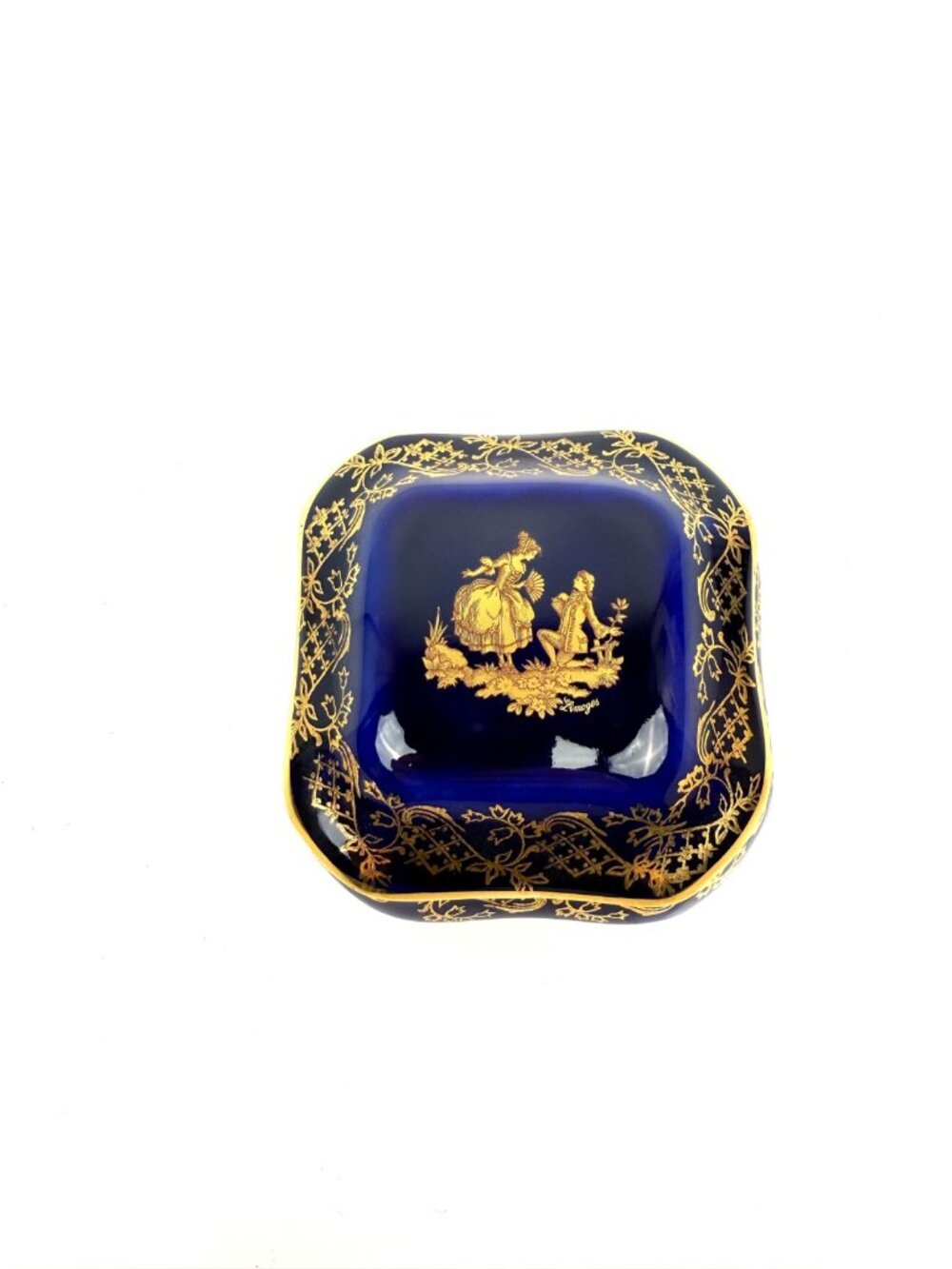 LIMOGES FRANCE Ornate Gold Gilded Cobalt Blue Porcelain Trinket‎ Box - Picture 8 of 13